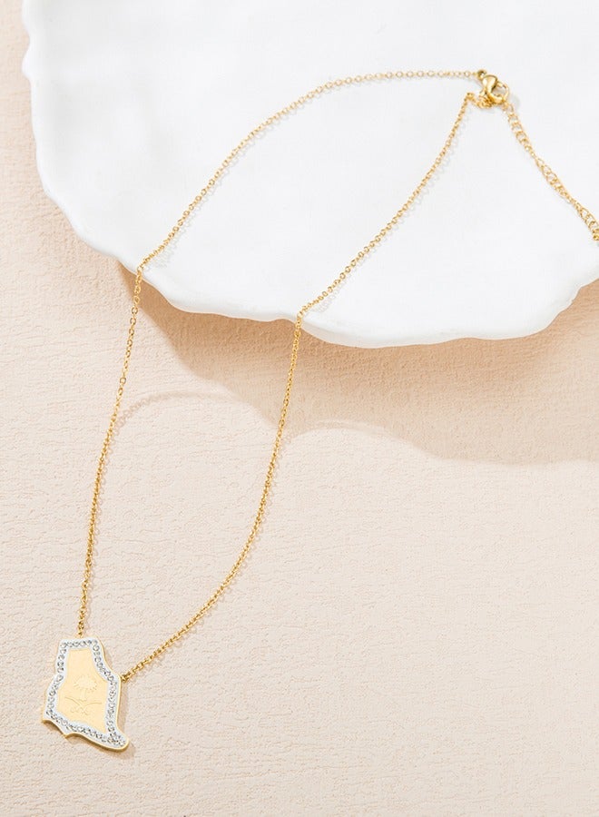 Golden lucky tree necklace, exquisite golden diamond pendant, stainless steel can adjust the barrier - Image 2