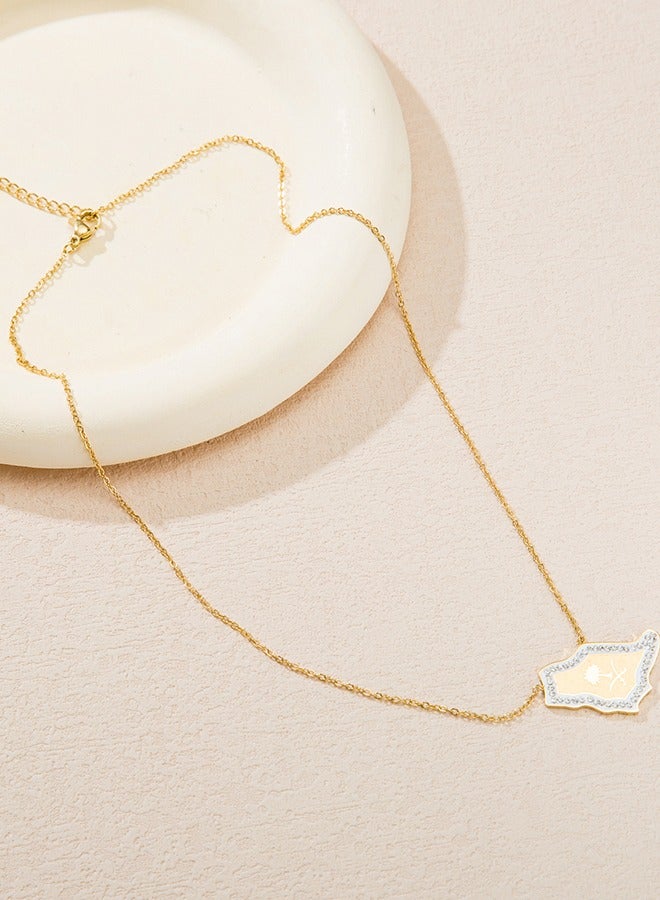 Golden lucky tree necklace, exquisite golden diamond pendant, stainless steel can adjust the barrier - Image 3