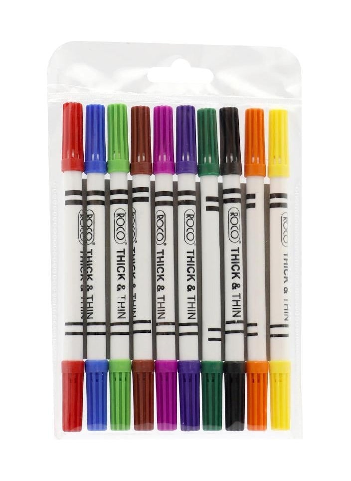 ROCO Roco Duoble Sided Thick and Thin Water Color Pens, Set of 10 Colors  - Image 2