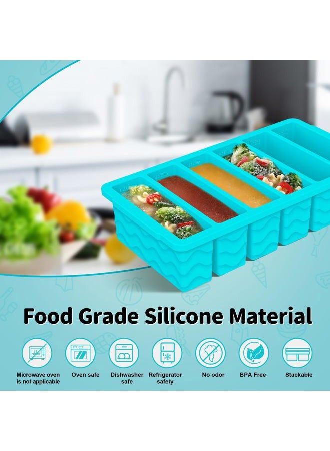 Doasuwish 4-Pack Silicone Freezer Trays with Lid,2*【2 Large 2-Cup(500ml)&6 Small 1/2-Cup(125ml)】Soup Freezer Container Molds,Ice Cube Tray For Meal Prep&Freezing Soup,Stews,Sauces,Oven&Dishwasher-Safe - Image 2