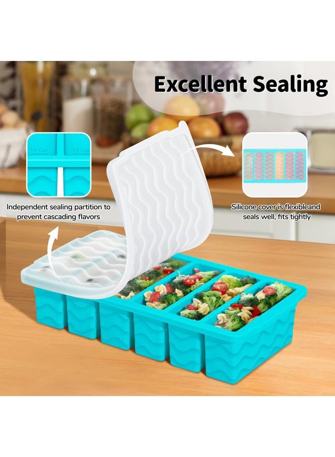 Doasuwish 4-Pack Silicone Freezer Trays with Lid,2*【2 Large 2-Cup(500ml)&6 Small 1/2-Cup(125ml)】Soup Freezer Container Molds,Ice Cube Tray For Meal Prep&Freezing Soup,Stews,Sauces,Oven&Dishwasher-Safe - Image 5
