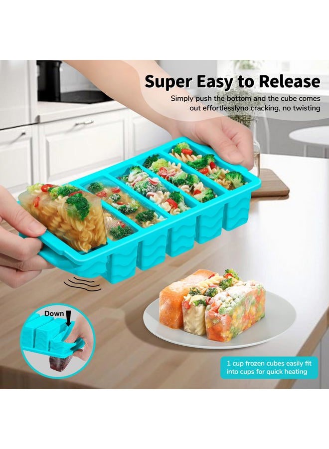 Doasuwish 4-Pack Silicone Freezer Trays with Lid,2*【2 Large 2-Cup(500ml)&6 Small 1/2-Cup(125ml)】Soup Freezer Container Molds,Ice Cube Tray For Meal Prep&Freezing Soup,Stews,Sauces,Oven&Dishwasher-Safe - Image 4