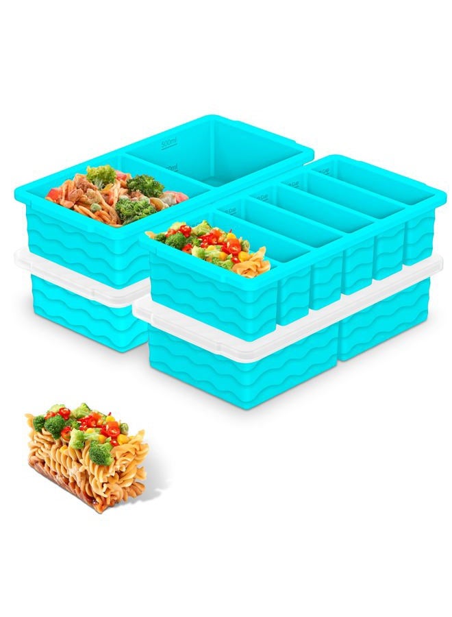 Doasuwish 4-Pack Silicone Freezer Trays with Lid,2*【2 Large 2-Cup(500ml)&6 Small 1/2-Cup(125ml)】Soup Freezer Container Molds,Ice Cube Tray For Meal Prep&Freezing Soup,Stews,Sauces,Oven&Dishwasher-Safe - Image 1
