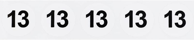 InStockLabels.com White with Black Number 13 Circle Dot Stickers, 3/4 Inch Round, 500 Labels on a Roll for Organization and Inventory - Semi-Gloss Finish - Made in The USA - Image 2