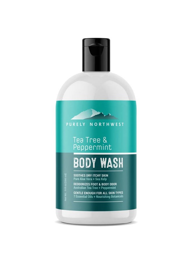 Purely Northwest Tea Tree Body Wash for Men and Women – Natural Tea Tree Oil Body Cleanser for Odor, Skin Irritations, Hydrating Shower Gel for Sensitive Skin, Gentle and Refreshing Body Wash  - Image 1