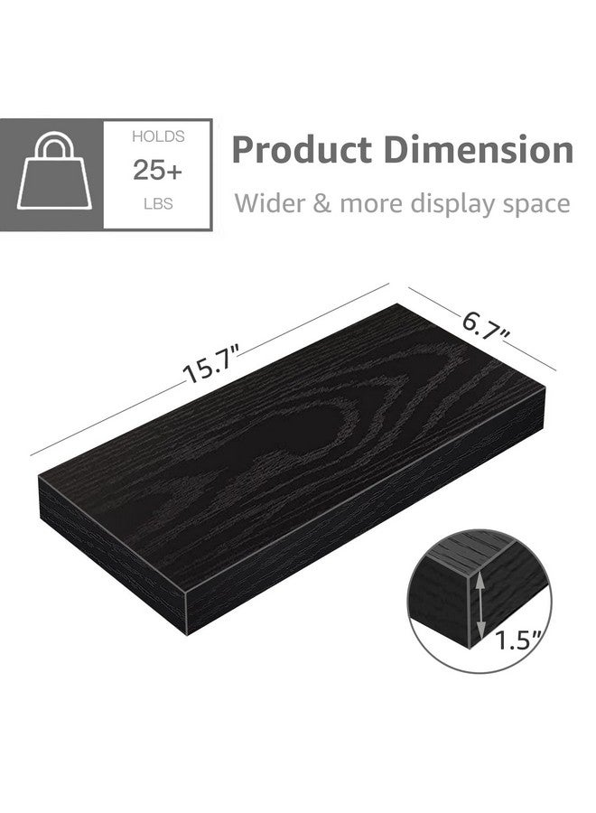 QEEIG QEEIG Black Floating Shelves Bathroom Shelf Bedroom Kitchen Modern Small Book Shelf for Wall Set of 4 (015-B4)  - Image 3