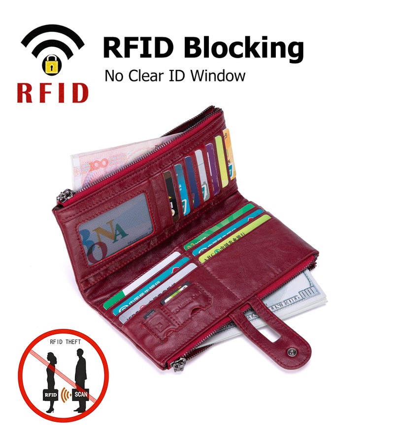 My Friday myfriday Women's RFID Blocking Genuine Leather Wallet, Bifold Long Clutch Wallet Money Clips Ladies Card Holder Purse - Image 4