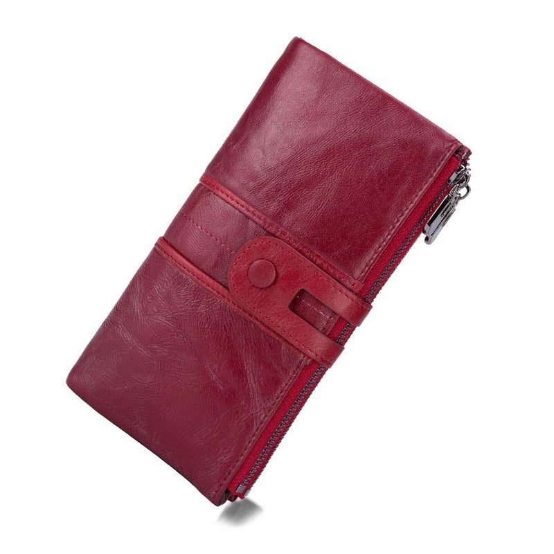 My Friday myfriday Women's RFID Blocking Genuine Leather Wallet, Bifold Long Clutch Wallet Money Clips Ladies Card Holder Purse - Image 1