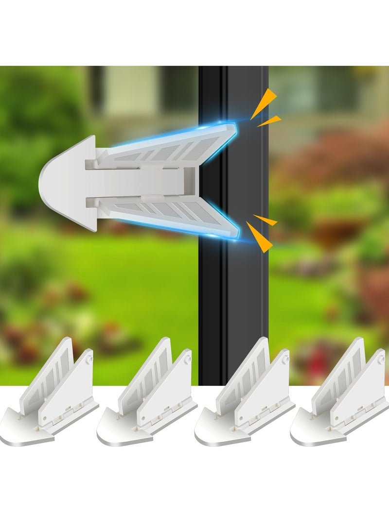 CMGTYYD 4 Pack Sliding Glass Door Lock, Baby Proofing Window Door Locks Security Bar, Baby Child Safety Products Kits Locks, Slide Window Locks for Kids Patio Closet Doors (White)  - Image 1