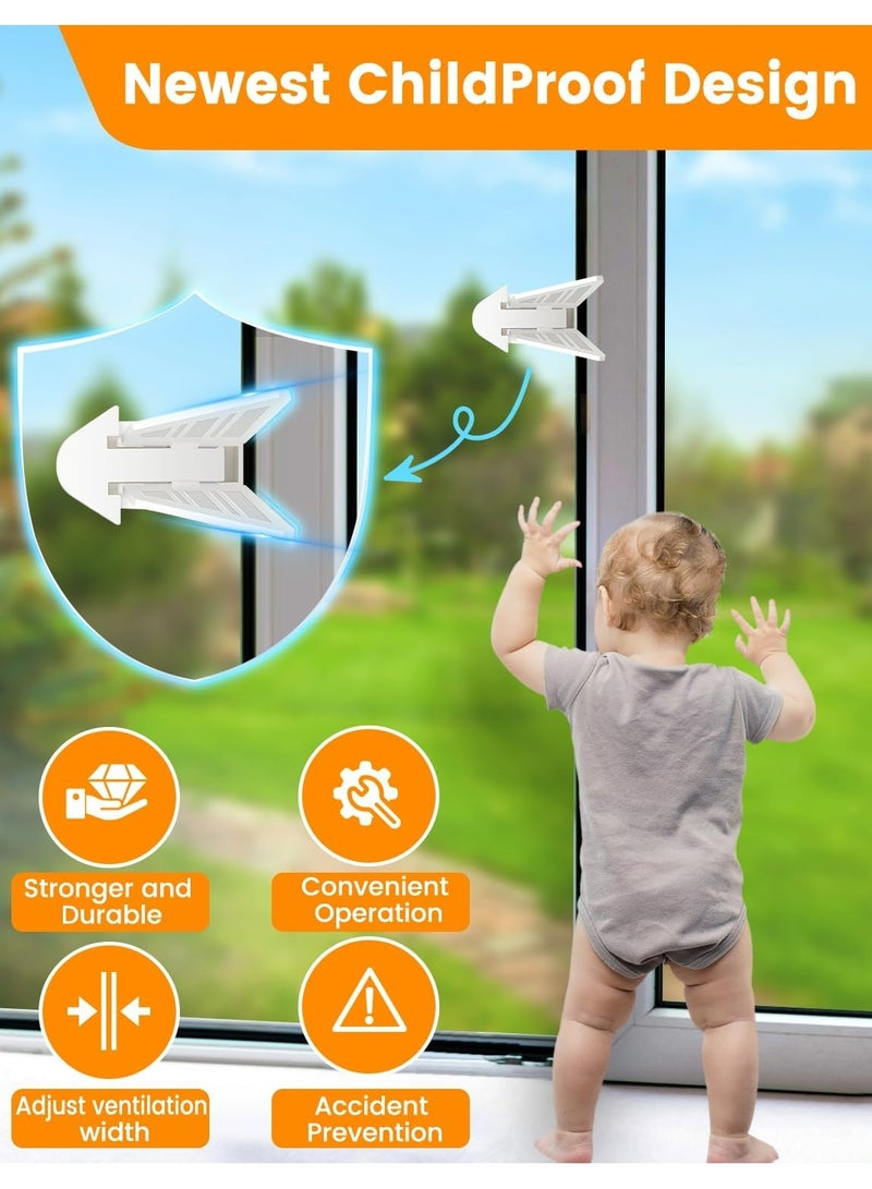 CMGTYYD 4 Pack Sliding Glass Door Lock, Baby Proofing Window Door Locks Security Bar, Baby Child Safety Products Kits Locks, Slide Window Locks for Kids Patio Closet Doors (White)  - Image 3