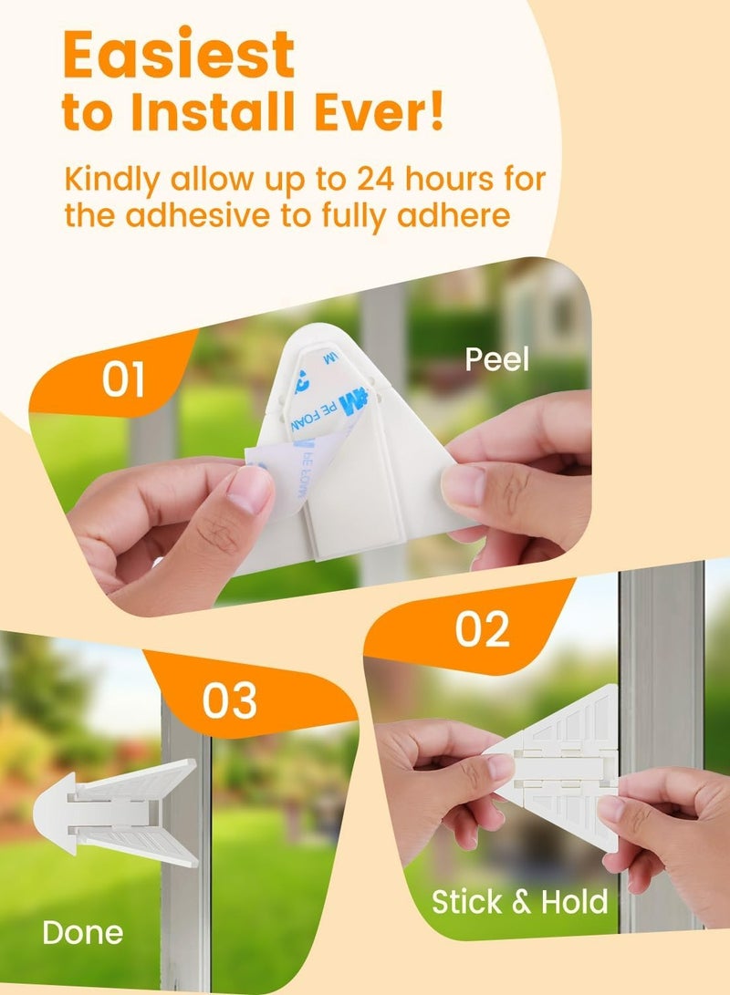 CMGTYYD 4 Pack Sliding Glass Door Lock, Baby Proofing Window Door Locks Security Bar, Baby Child Safety Products Kits Locks, Slide Window Locks for Kids Patio Closet Doors (White)  - Image 5