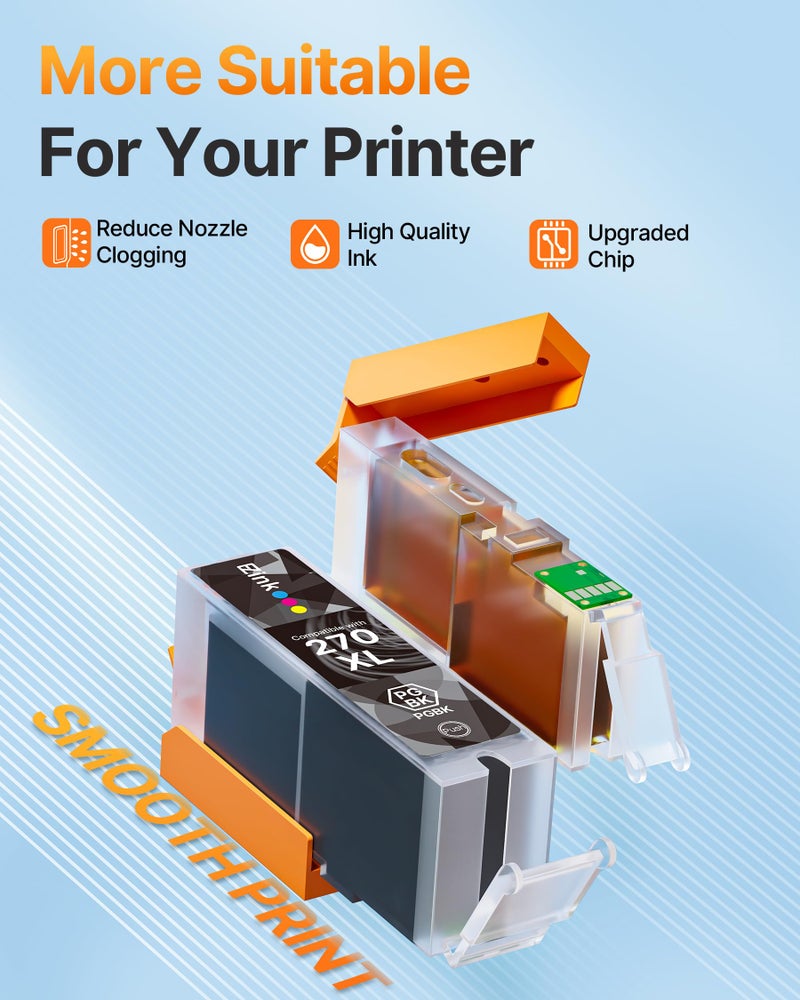 E-Z Ink 270 271 XL Ink Cartridges Compatible for Canon PGI-270XL CLI-271XL Combo Pack to use with Pixma MG7720 TS9020 TS8020 TS5020 TS6020 MG5720 MG5721 MG5722 MG6820 MG6821 MG6822 6 Color (PGBK,BK,C,M,Y,GY) - Image 5
