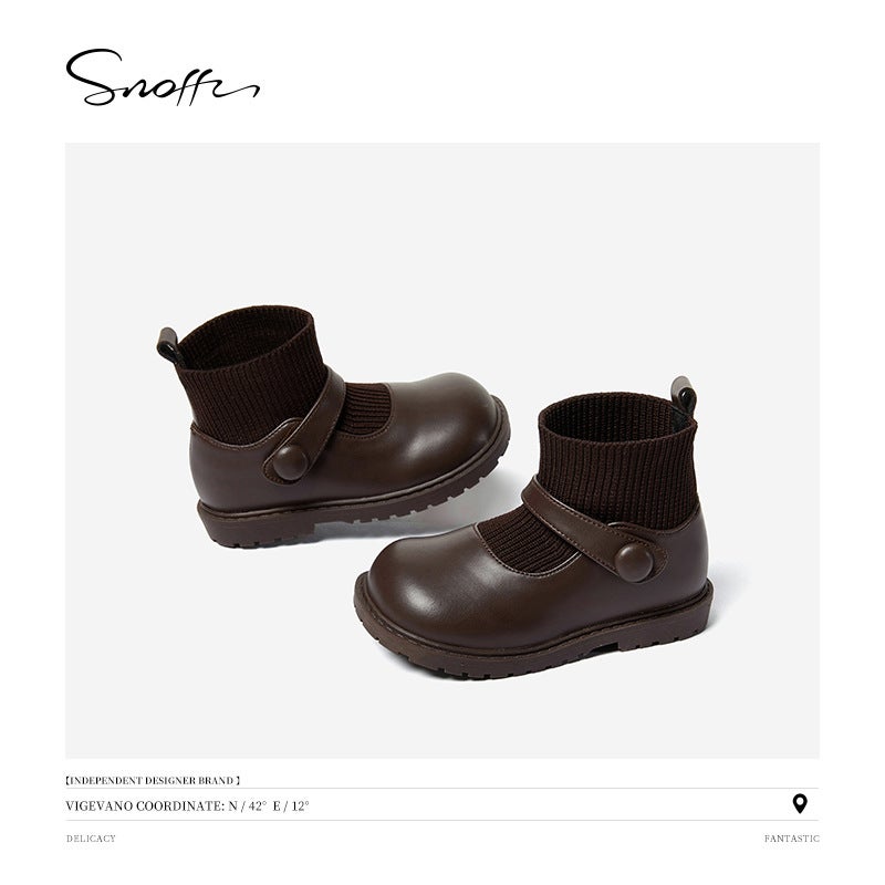 Snafi Children'S Shoes Autumn Baby Girl Fleece-Lined Fly Weaving Socks Boots Princess Ankle Boots Girls Toddler Shoes - Image 4