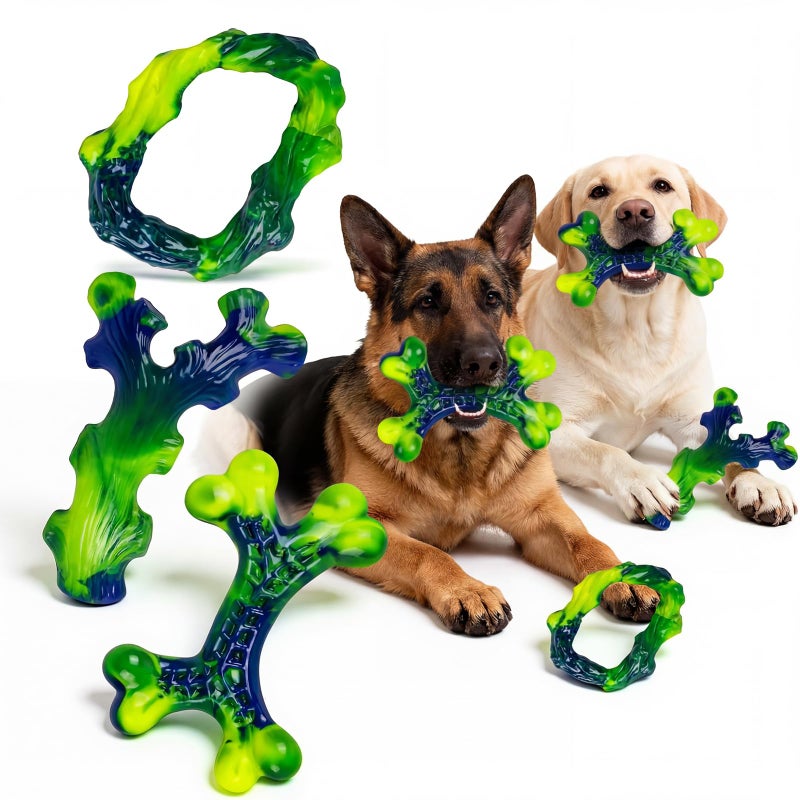 Frienhund 6-Pack Indestructible Dog Toys for Large Breed: Dog Toys for Aggressive Chewers, Durable Nylon Bone for Large Dogs, Dog, Peanut Butter Flavor - Image 1