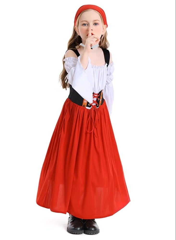 Girl's farm dress medieval-style Munich festival long dress, Germany Bavarian traditional costume - Image 2