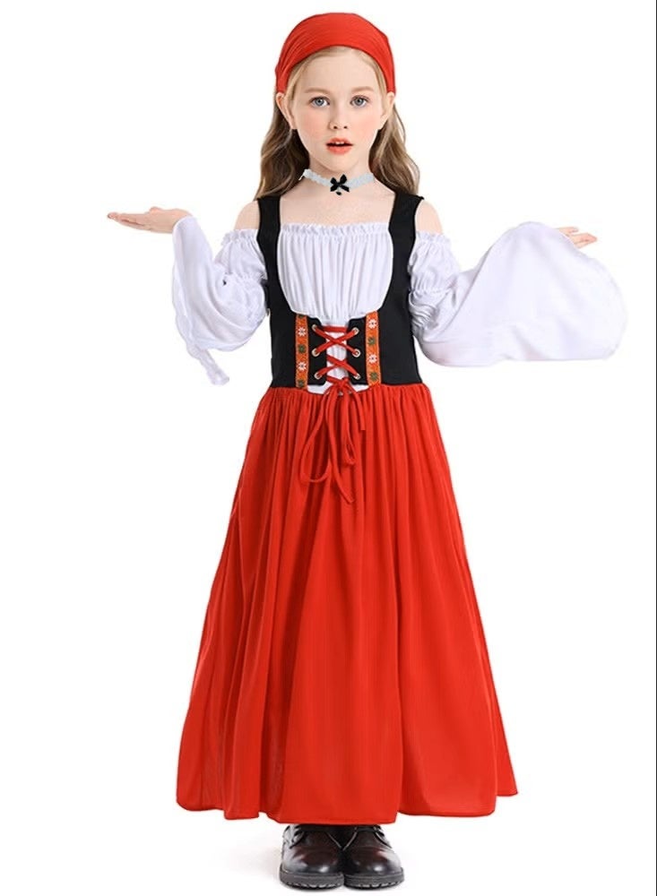 Girl's farm dress medieval-style Munich festival long dress, Germany Bavarian traditional costume - Image 3