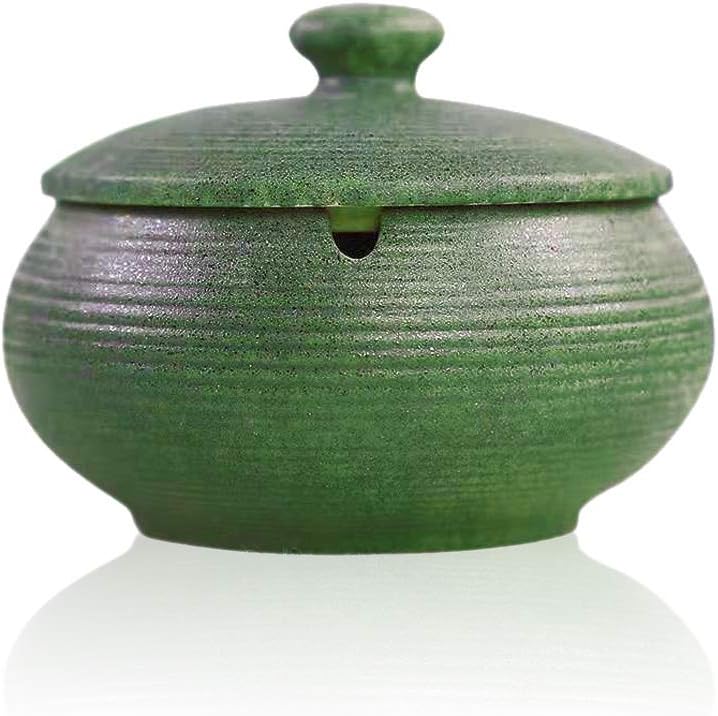 Lependor Ceramic Ashtray with Lids, Windproof, Cigarette Ashtray for Indoor or Outdoor Use - Image 1