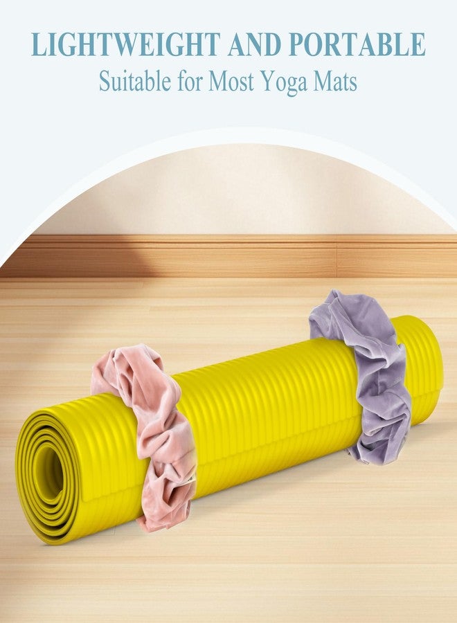 Maysing 4 Pack Yoga Mat Scrunchie Elastic Strap Band - Durable & Stretchable Fabric - Fits All Standard Yoga Mats (Classic Color,Velvet) - Image 3
