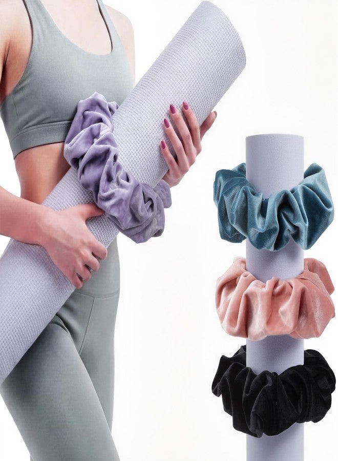 Maysing 4 Pack Yoga Mat Scrunchie Elastic Strap Band - Durable & Stretchable Fabric - Fits All Standard Yoga Mats (Classic Color,Velvet) - Image 1