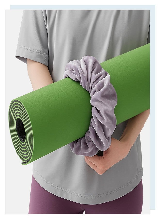 Maysing 4 Pack Yoga Mat Scrunchie Elastic Strap Band - Durable & Stretchable Fabric - Fits All Standard Yoga Mats (Classic Color,Velvet) - Image 5