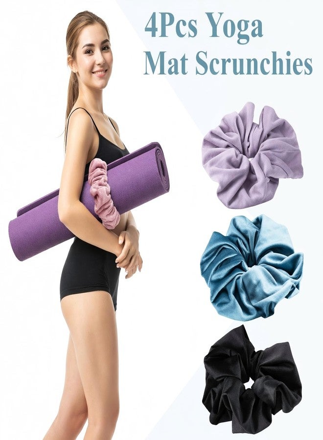 Maysing 4 Pack Yoga Mat Scrunchie Elastic Strap Band - Durable & Stretchable Fabric - Fits All Standard Yoga Mats (Classic Color,Velvet) - Image 2