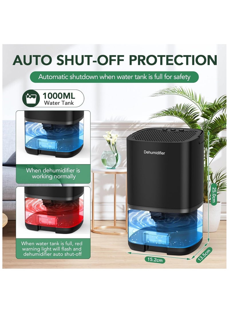 ALAMAREQ Dehumidifier, Dehumidifiers for Home, 1000ml Electric Small Dehumidifier for Bedroom(320 sq. ft), Quiet with Auto Shut Off 7 Colorful LED Portable Mini Dehumidifier for Wardrobe Bathroom Closet RV  - Image 5