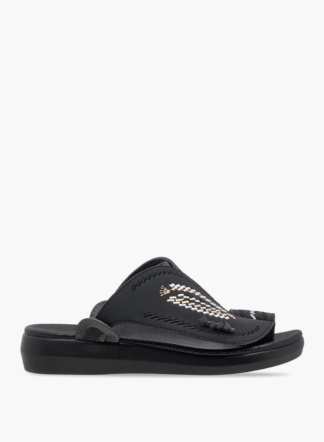 Al Waha Boys Embroidered Slip-On Arabic Sandals with Toe Loop Detail
