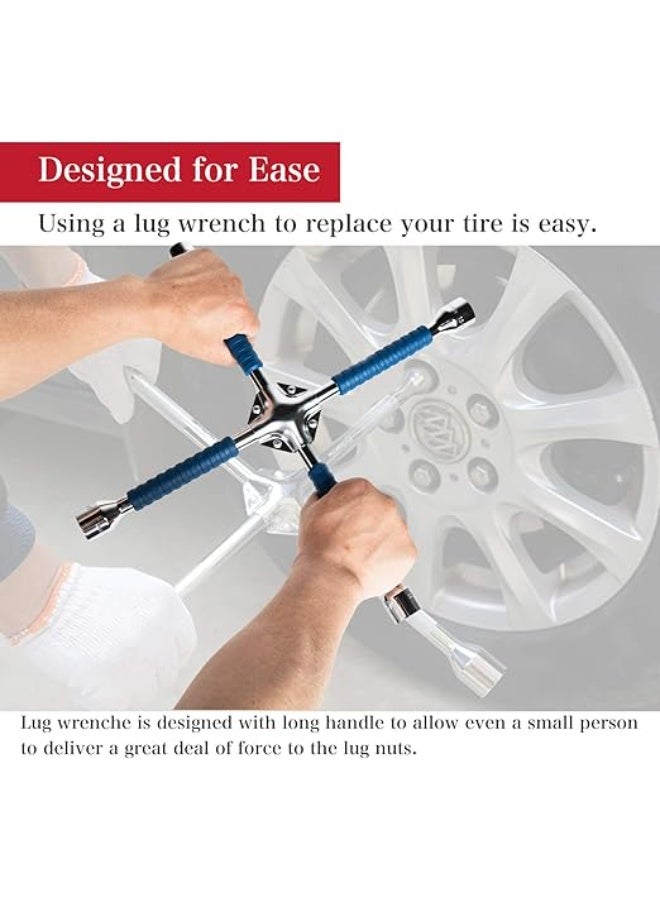 16" Four-Way Lug Wrench – Heavy Duty Anti-Slip Cross Wrench, Universal Tire Nut Socket Tool for Car & Truck - Image 3