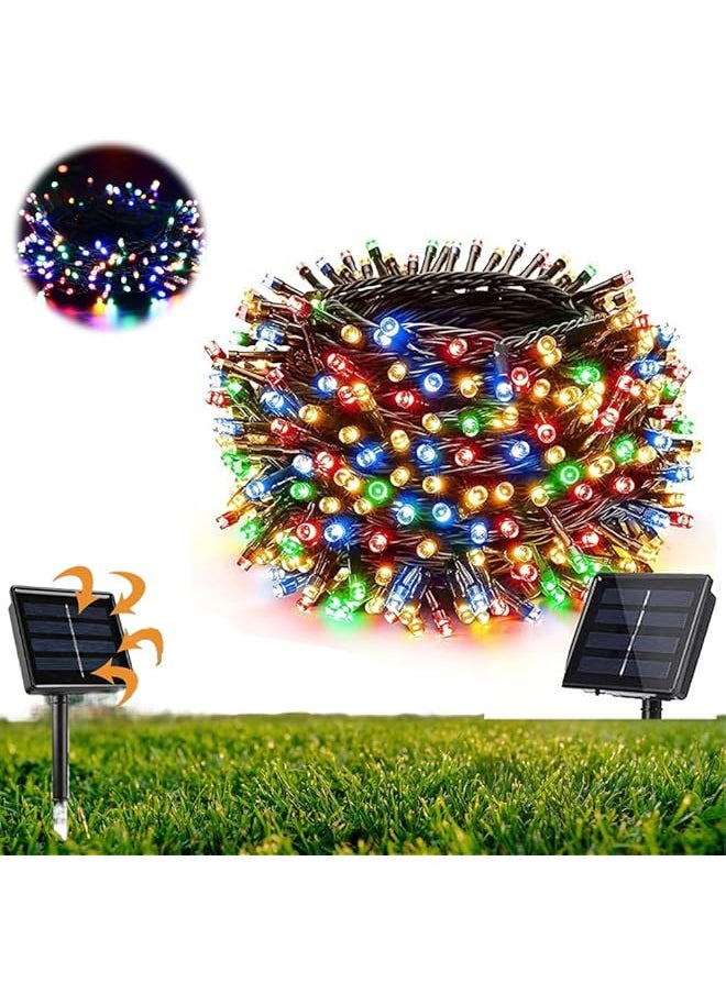 The Bros LED Remote Control Solar Light String, 8 Modes Waterproof Rechargeable Auto On/Off Fairy Lights for Garden, Patio, Balcony, Fence, Yard Outdoor Decoration (1Pcs Colorful 72ft 200 Lamp)  - Image 1