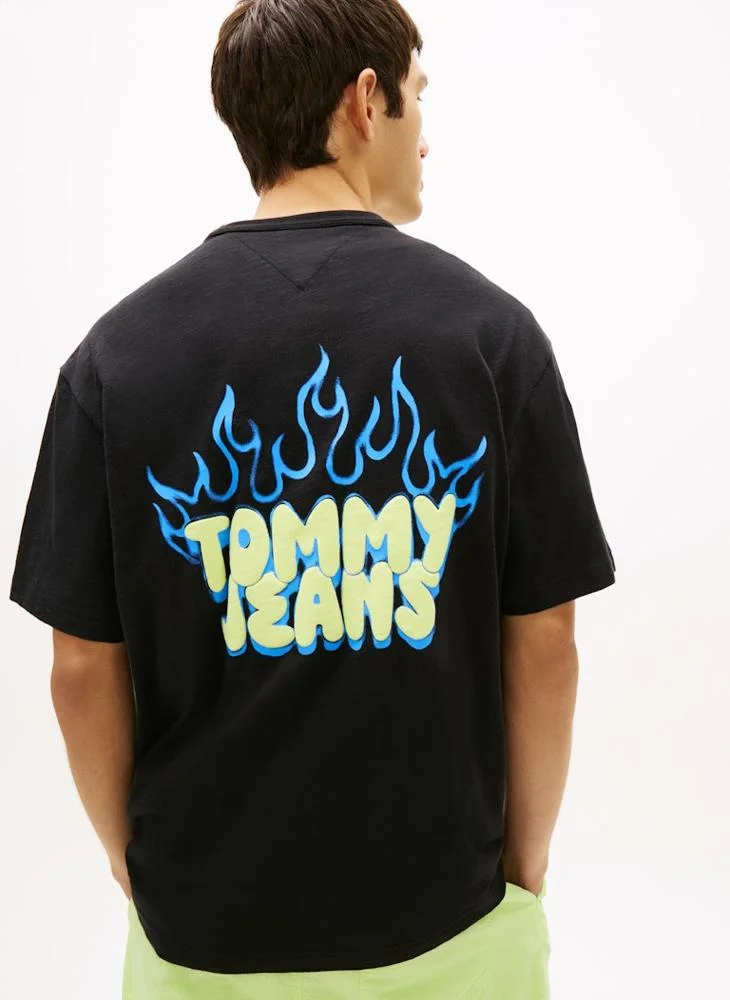 TOMMY JEANS  Bubble Logo Textured Jersey Relaxed T-Shirt for Men | Best Price UAE