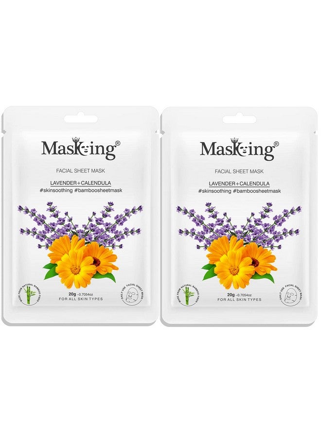 MasKing Bamboo Facial Sheet Mask of Lavender & Calendula for Skin Soothing Ideal for Women & Men, 20ml each (Pack of 2) - Image 1