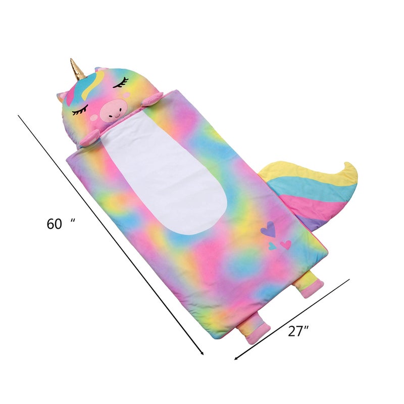 Unicorns & Robots Girl's Nap Buddies Unicorn Preschool Nap Mat, Toddler Sleeping Bag with Pillow for Daycare, Ages 3+ - Image 4