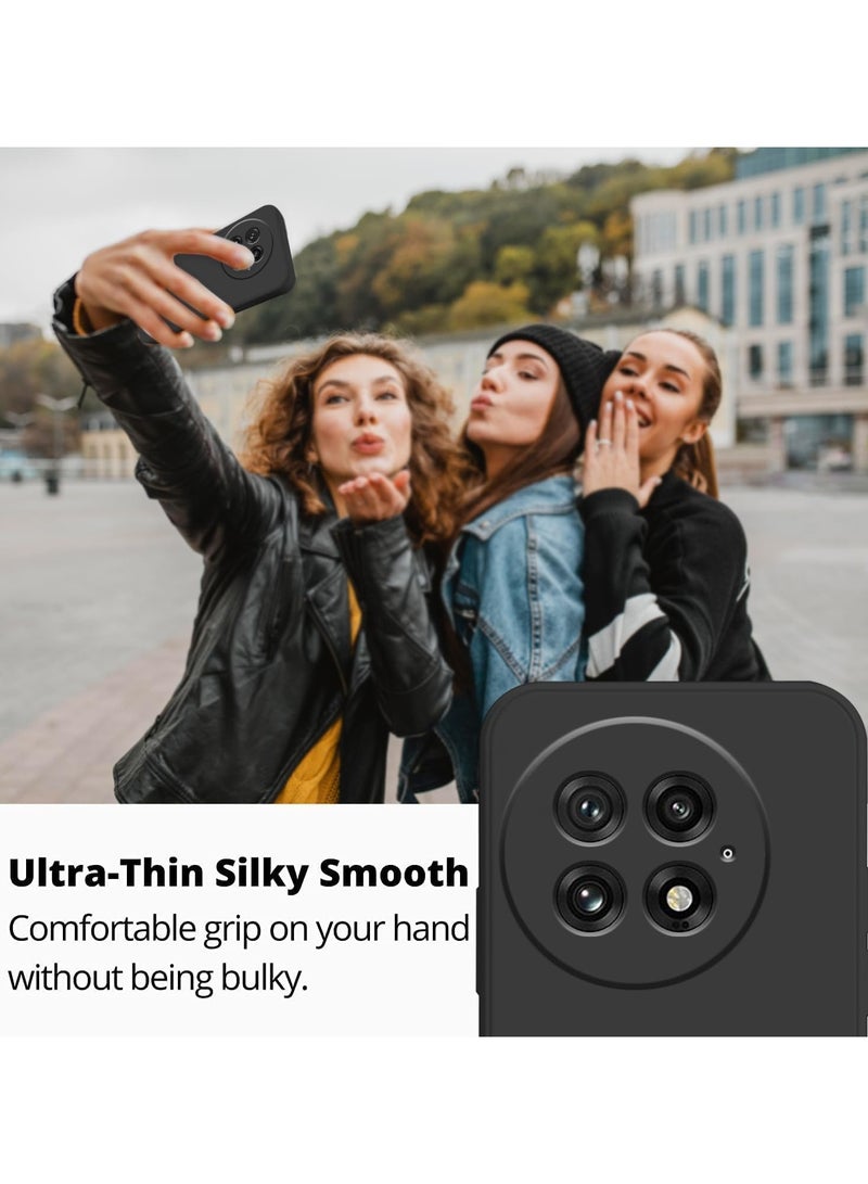 For OnePlus 13 Liquid Silicon Case Soft Microfiber Lining Cushion Slim Shell Shockproof Protective Soft Gel Rubber Matte Finish Cover Camera Protection Case for OnePlus 13 Black - Image 2