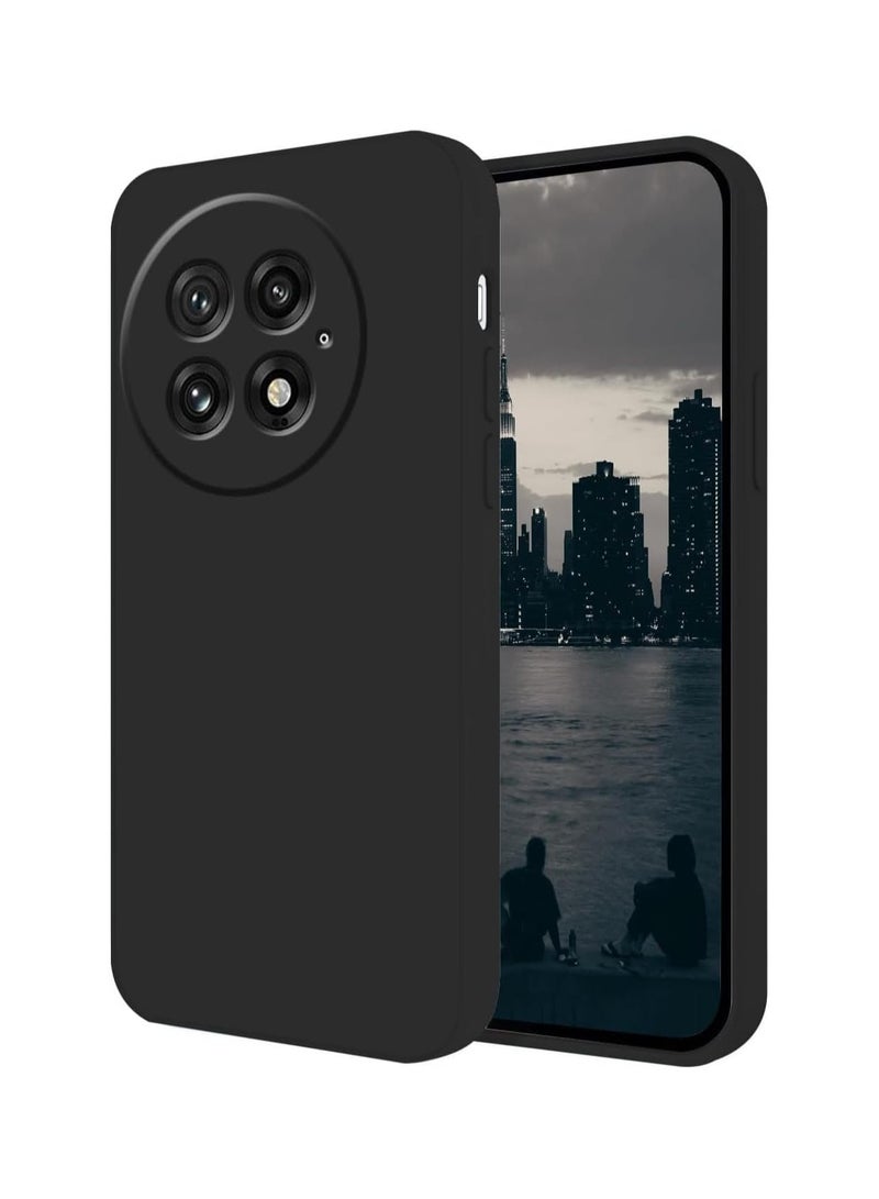 For OnePlus 13 Liquid Silicon Case Soft Microfiber Lining Cushion Slim Shell Shockproof Protective Soft Gel Rubber Matte Finish Cover Camera Protection Case for OnePlus 13 Black - Image 1