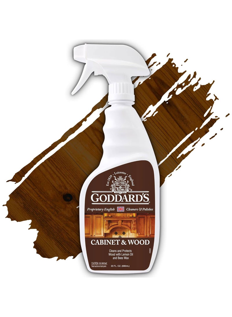 Goddard's Cabinet Makers Wax Cleaning Spray – Wood Cleaner & Furniture Polish to Shine & Protect – Wood Cleaner Spray w/Bee Wax & Lemon Oil for Furniture – Non-Abrasive Wood Polish 23 oz - Image 1