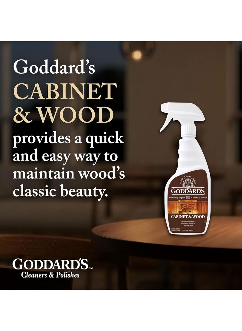 Goddard's Cabinet Makers Wax Cleaning Spray – Wood Cleaner & Furniture Polish to Shine & Protect – Wood Cleaner Spray w/Bee Wax & Lemon Oil for Furniture – Non-Abrasive Wood Polish 23 oz - Image 3