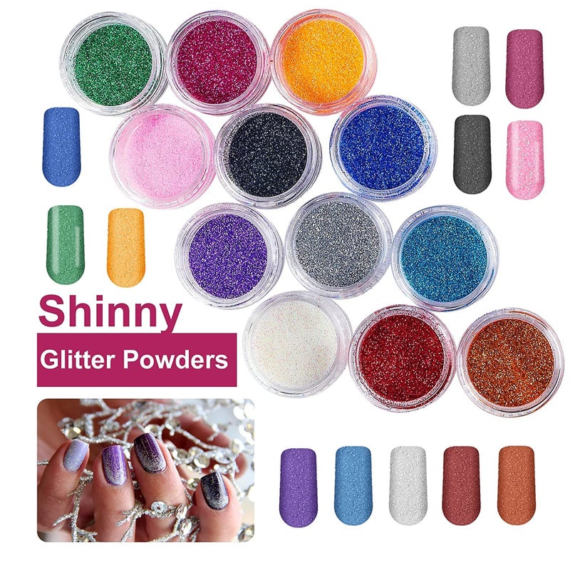 anezus Professional Nail Kit Set With Acrylic Powder Glitter Tips and Decoration Tools DIY Supplies for Beginners Professionals - Image 4
