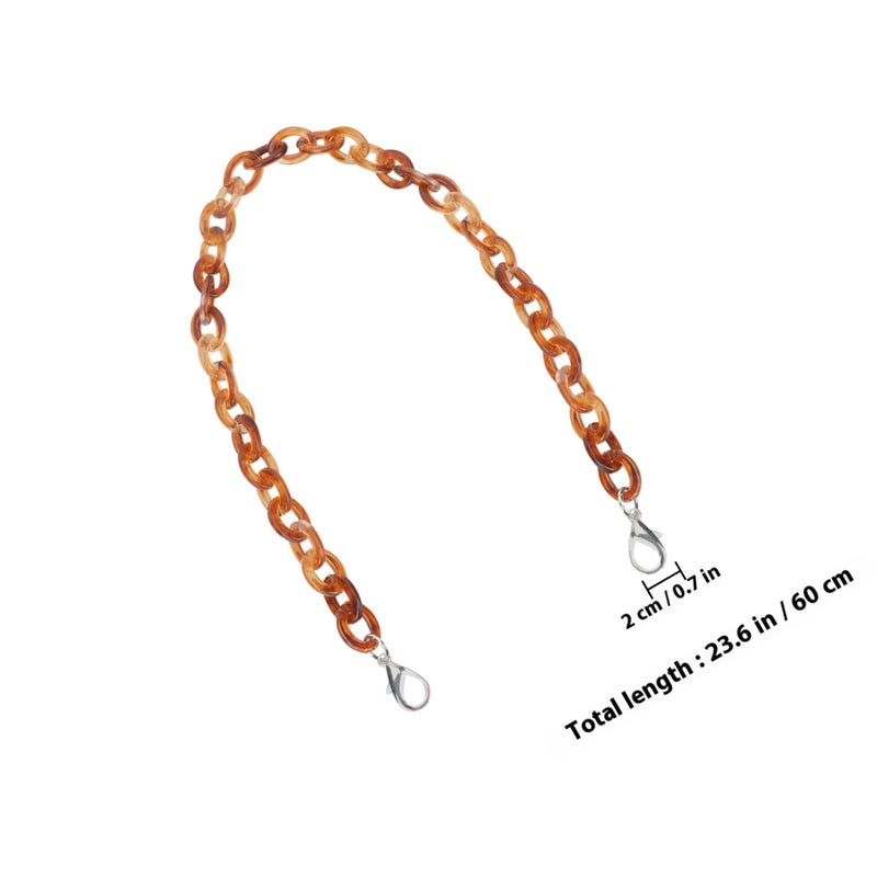 60CM Length O Shape Chain Tote Bag Acrylic Decorative Chain Accessory Dual End Alloy Buckle Straps Replacement Handbag Pouch Chains Straps for DIY Small Handbags (Ochre) - Image 2