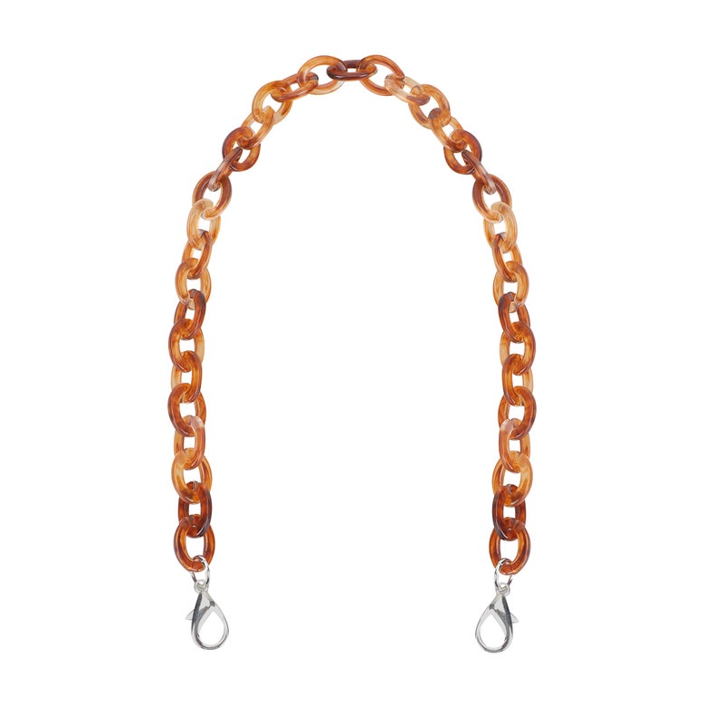 60CM Length O Shape Chain Tote Bag Acrylic Decorative Chain Accessory Dual End Alloy Buckle Straps Replacement Handbag Pouch Chains Straps for DIY Small Handbags (Ochre) - Image 1
