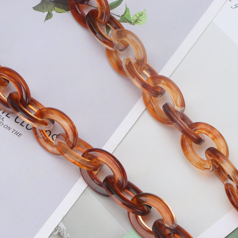 60CM Length O Shape Chain Tote Bag Acrylic Decorative Chain Accessory Dual End Alloy Buckle Straps Replacement Handbag Pouch Chains Straps for DIY Small Handbags (Ochre) - Image 5