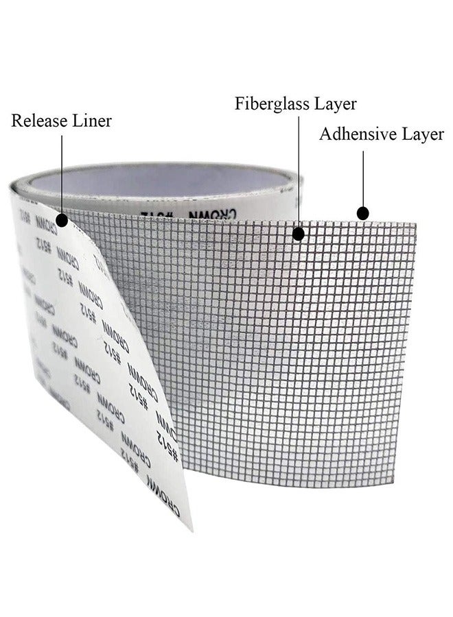 2Pcs Window Screen Repair Kit Tape 2 x 80 Inch Strong Adhesive Waterproof Fiberglass Covering Mesh Tape for Covering Window Door Tears Holes Screen Patch Repair Kit Black  - Image 3