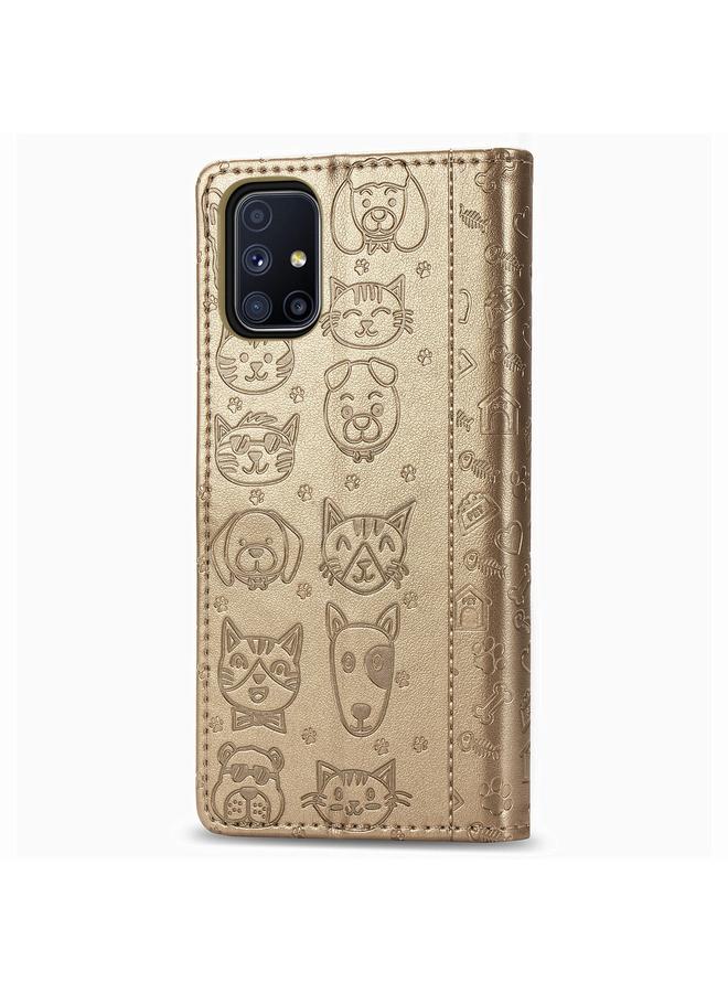 اس-توب جراب لهاتف Samsung Galaxy M51، جراب جلدي أفقي منقوش عليه قطة وكلب لطيف مع حامل / فتحة بطاقة / محفظة / حبل - Image 3