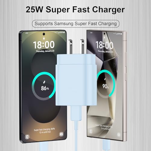 DiHines 25W Super Fast Charging Cord Type C Block &10Ft USB C Android Phone Charger Cable for Samsung Galaxy S25/S24/S24 Ultra/S24 Plus/S23 Ultra/S23/S23+/S22/S22 Ultra/S22+/S21Ultra/S20 Ultra/Note 20/10 - Image 2