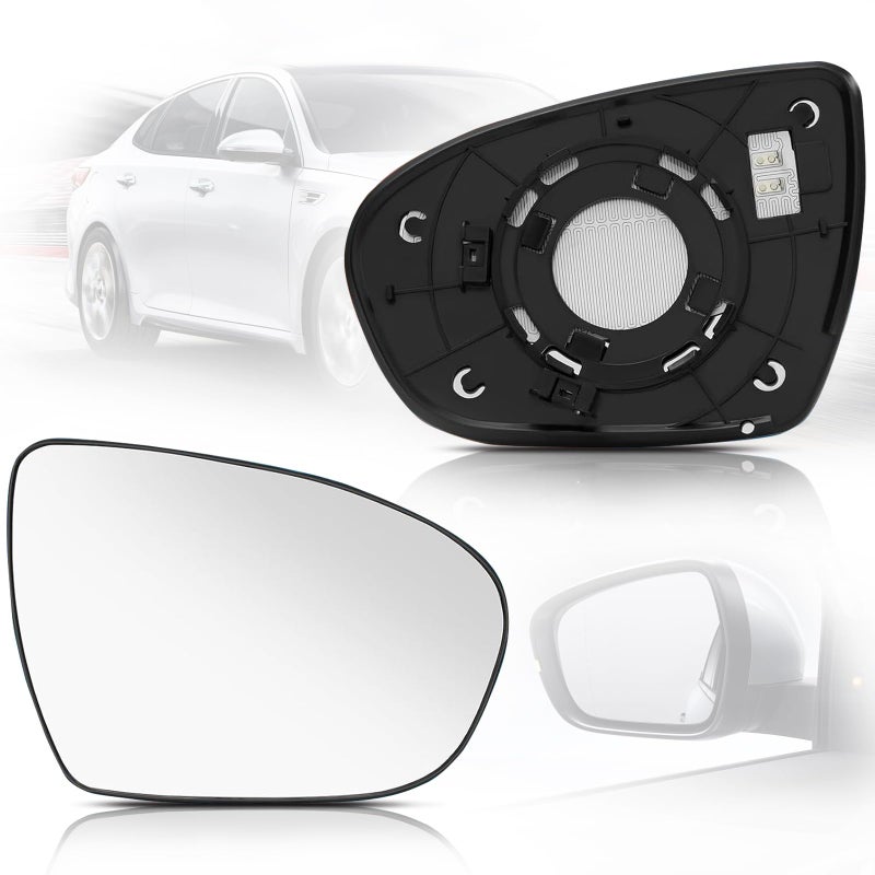 Pacify Side Heated Mirror Glass Driver Passenger Side Mirror Heated Replacement Backing Plate Compatible for Kia OptimaMORNINGPICANTO 20112016 Right