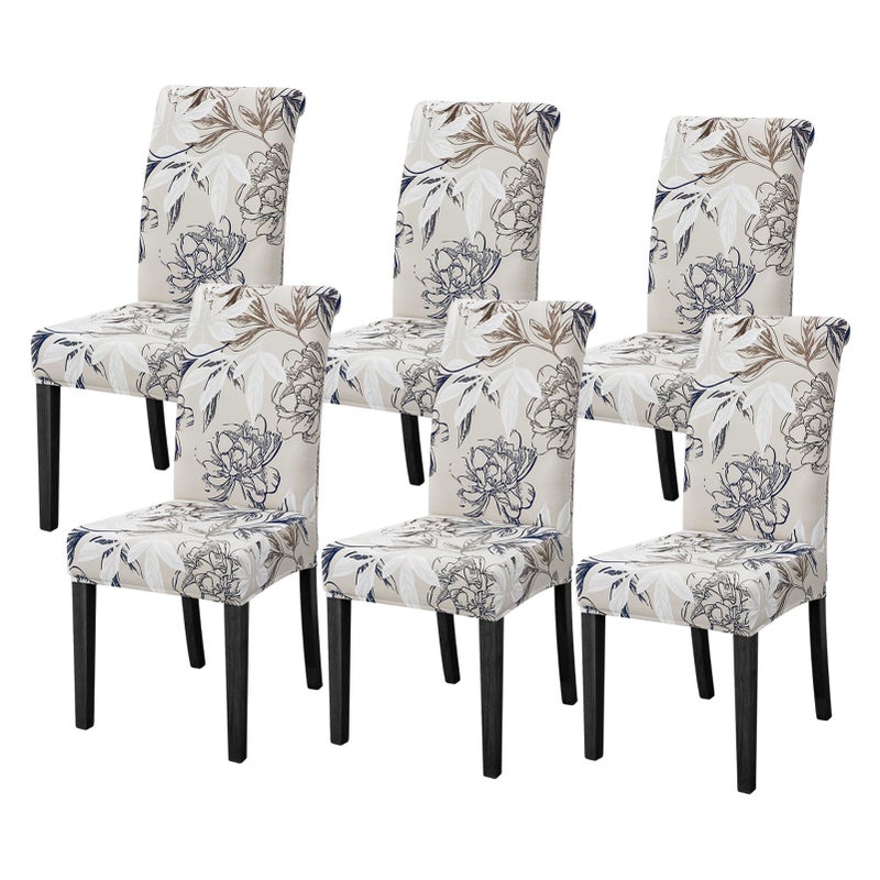 FORCHEER Chair Covers for Dining Room Set of 6Stretch Kitchen Chair Slipcover 6 Pieces Parson Chair Cover 6 Pack Washable and Removable Elegant Flowers