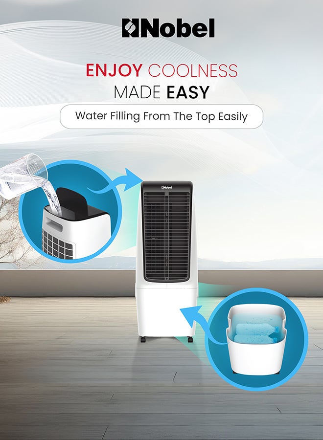 Nobel Air Cooler , 20L Capacity, Detachable Water Tank, 3 Wind Modes, 4 Wind Speeds, Touch & Remote Control, Honeycomb Filter, Automatic Shutdown, Silent Operation 20 L 110 W NAC400 White - Image 3