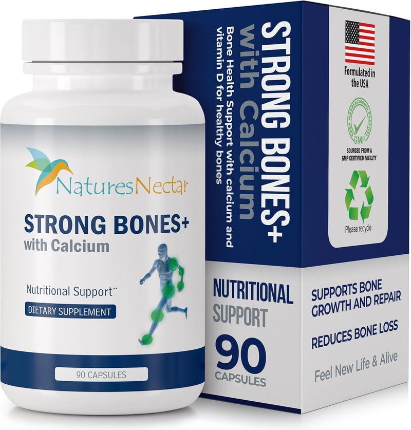 Natures Nectar Bone  Joint Supplements for Men  Women  Supports Bone Health Strength  Growth with Calcium Vitamin D Magnesium  Strontium  Bone Builder Formula for Maximum Absorption 90 Caps - Image 1
