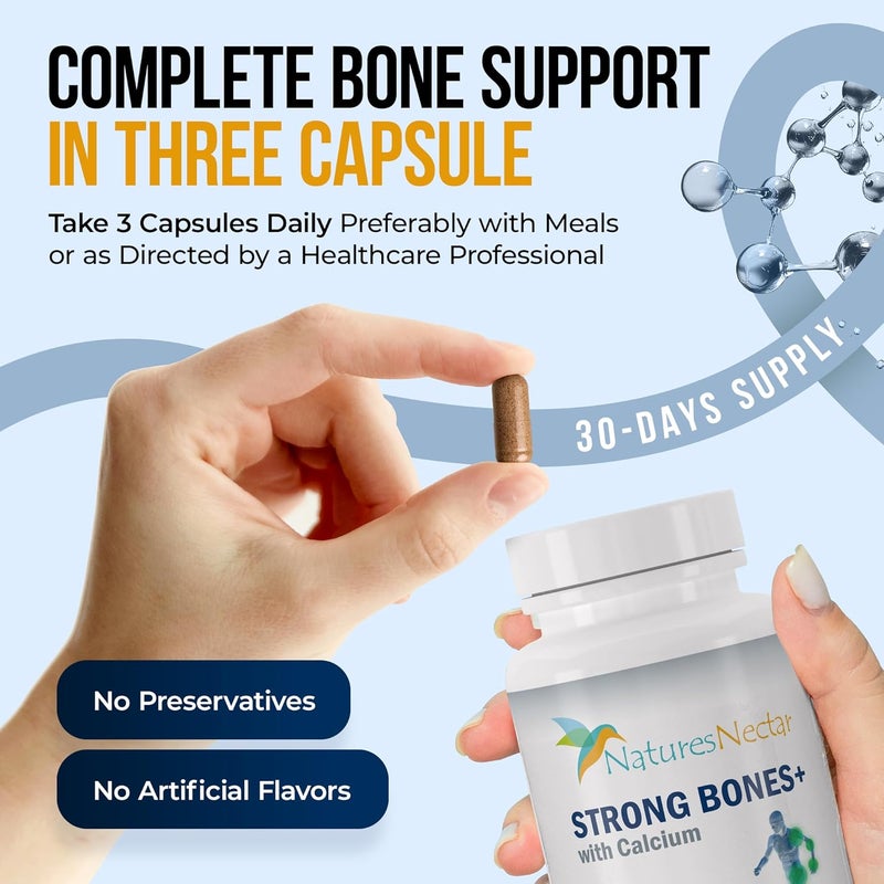 Natures Nectar Bone  Joint Supplements for Men  Women  Supports Bone Health Strength  Growth with Calcium Vitamin D Magnesium  Strontium  Bone Builder Formula for Maximum Absorption 90 Caps - Image 4