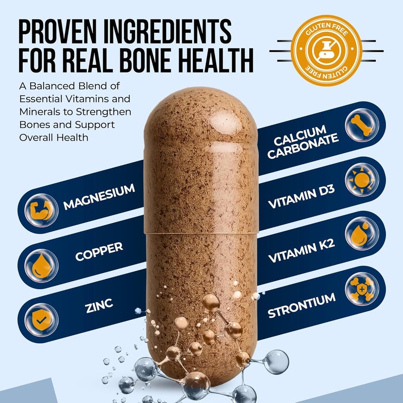 Natures Nectar Bone  Joint Supplements for Men  Women  Supports Bone Health Strength  Growth with Calcium Vitamin D Magnesium  Strontium  Bone Builder Formula for Maximum Absorption 90 Caps - Image 3