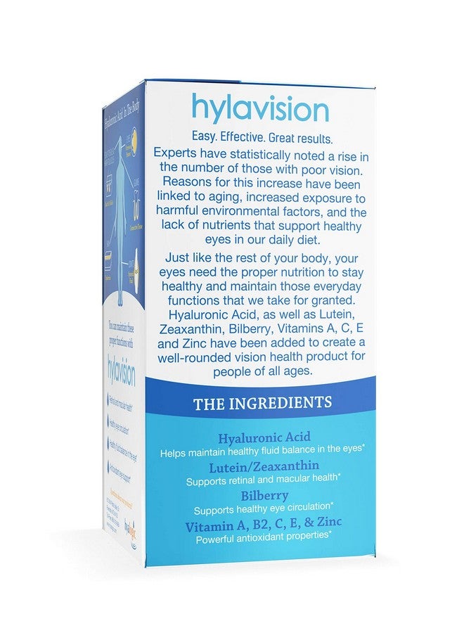 Hyalogic Hylavision Eye Health Supplements: Hyaluronic Acid Lutein And Zeaxanthin Dietary Supplements For Vision Support (120 Capsules) Vegan Formula By Hyalogic - Image 4